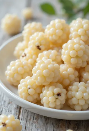 Frische weiße Maulbeeren (Morus alba) aufgeschnitten und ganz auf sauberer Oberfläche