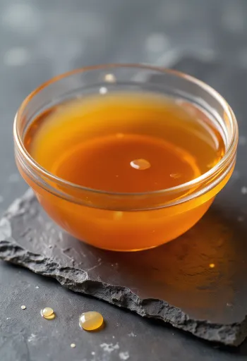 Fischsauce in Keramikschale, umgeben von Fischfilets ohne Augen, Meersalz und Gärbehältern