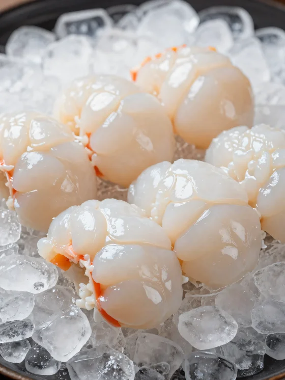 Frischer Hummer auf rustikalem Holzbrett mit Zitrone und Gewürzen