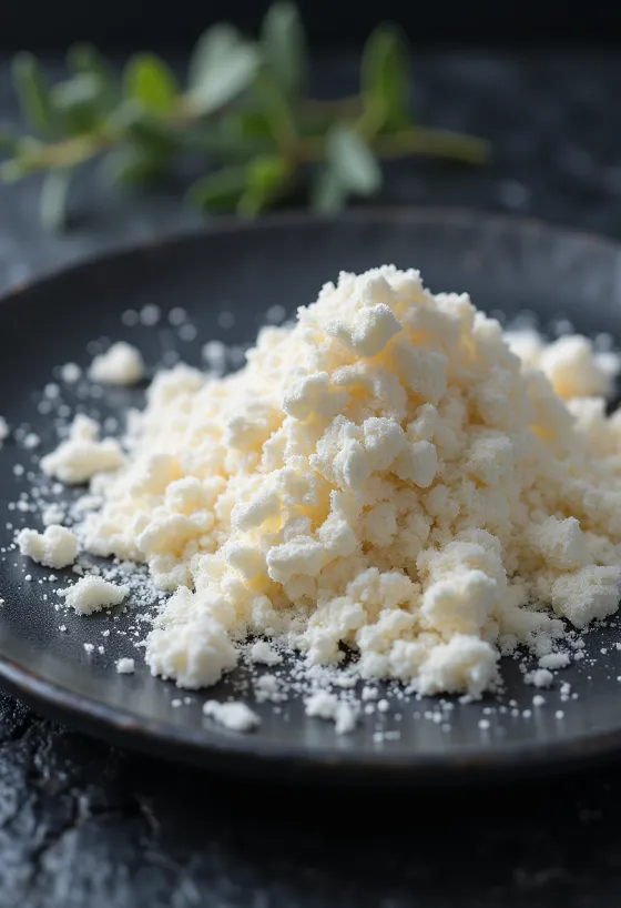 Carrageen-Pulver in Glas und auf Löffel auf hellem Untergrund