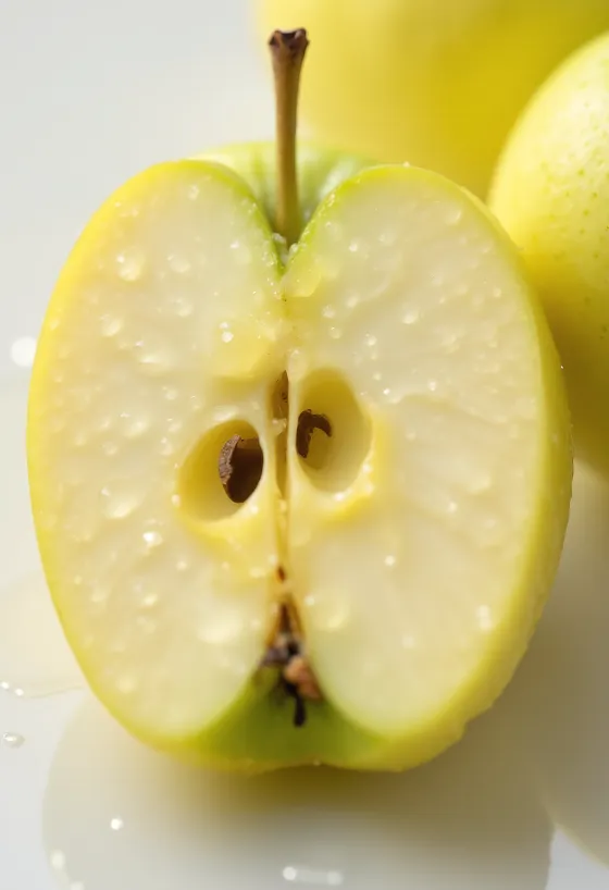 Frische Golden Delicious Äpfel und Spalten auf einem Schneidebrett