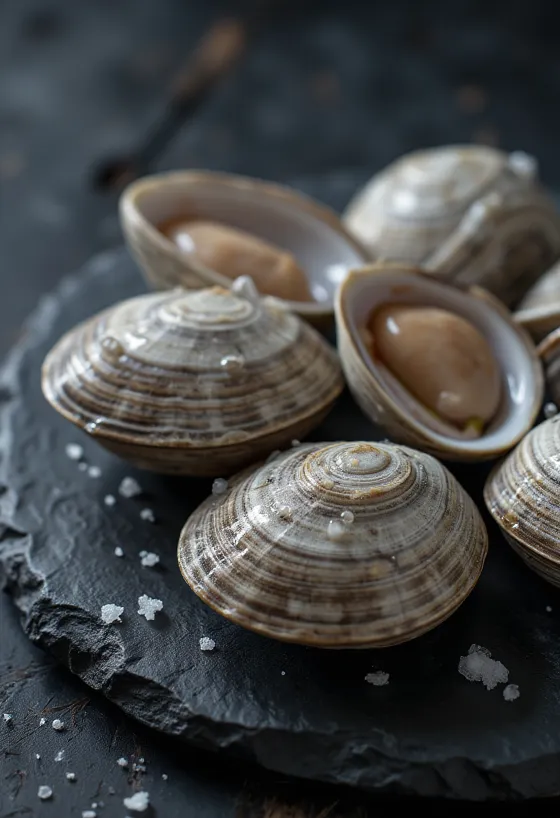 Bild von Quahog-Muschelfleisch auf einem Schneidebrett