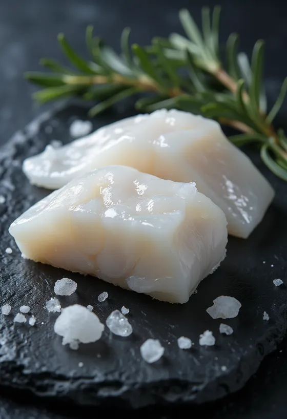 Bild von Atlantischem Kabeljaufilet auf einem Schneidebrett