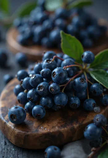 Schlehenbeeren, dunkelblaue Farbe und leicht runzlige Oberfläche