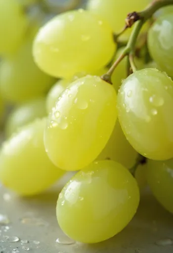 Nahaufnahme kernloser weißer Trauben, frische und saftige Beeren mit grüngelber Schale