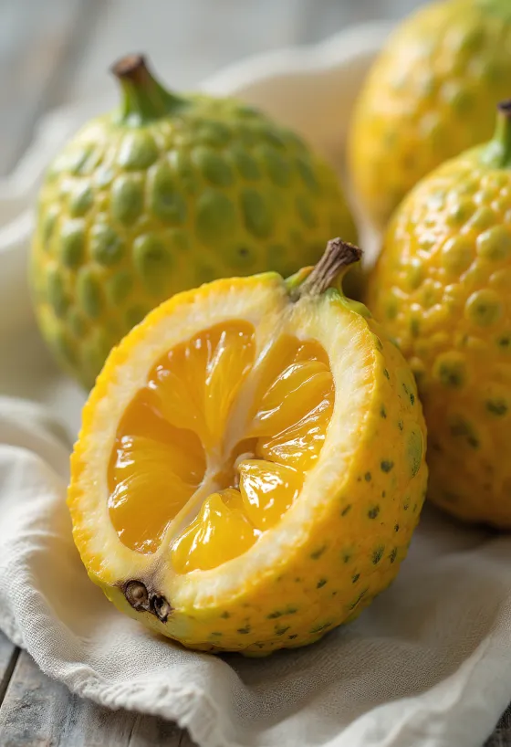 Ugli-Frucht, gelb-grüne Schale und orangefarbenes Fruchtfleisch