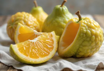 Ugli-Frucht, gelb-grüne Schale und orangefarbenes Fruchtfleisch