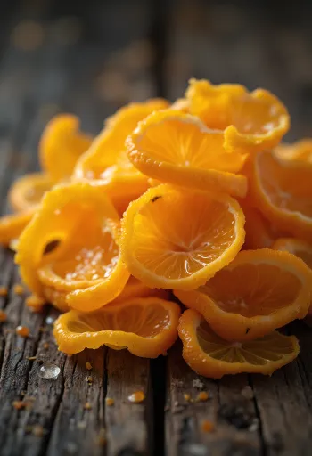 Frische Orangenschale in Streifen in Schale, mit Reibe und Honig