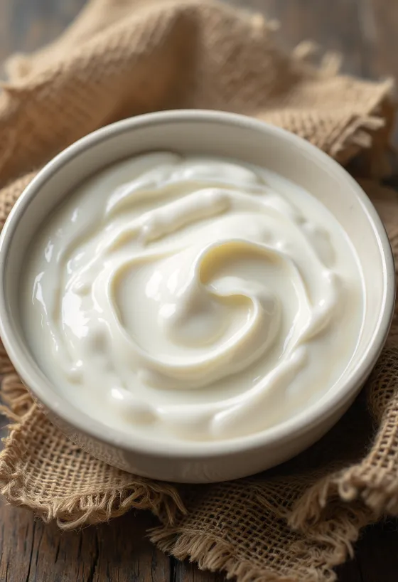Naturjoghurt in kleiner Schale, cremig-weißes Milchprodukt