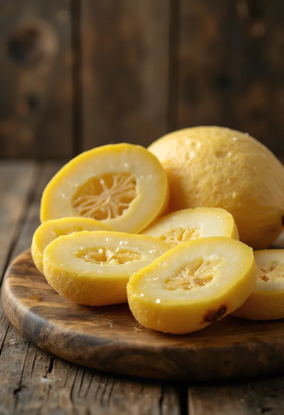 Geschnittene Kochbanane in reifer und unreifer Form auf einem Schneidebrett angerichtet