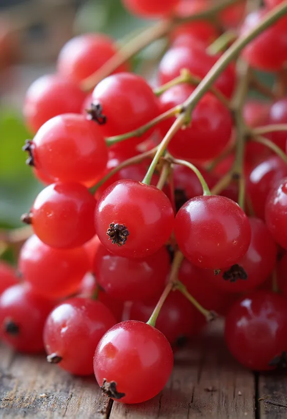 Frische rote Johannisbeerrispen in Schale und auf dem Tisch, mit hausgemachter Johannisbeermarmelade