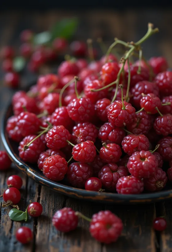 Frische Schisandra-Beeren in roter Farbe, einige aufgeschnitten, im Rohzustand