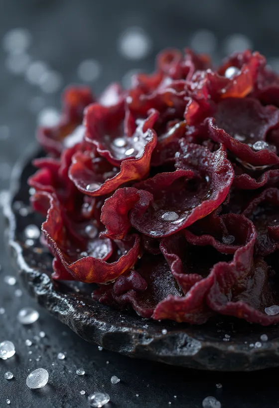 Getrockneter Lappentang, Dulse-Alge mit detaillierter Textur und natürlichen Farben