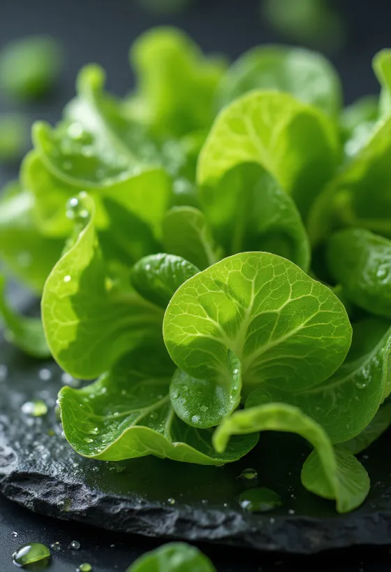 Getrocknete Meersalat-Alge mit detaillierter Textur und leuchtend grüner Farbe