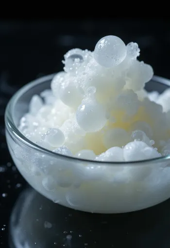 Rohes Eiklar in einer Glasschale auf einer Holzoberfläche, ohne Eigelb