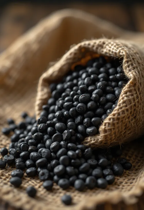 Getrocknete Urad Dal (Schwarze Linsenbohnen) Kerne mit detaillierter Textur
