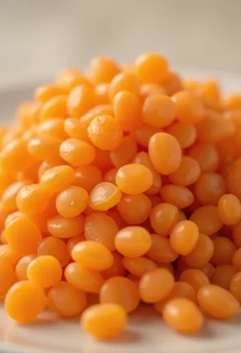 Schale mit roten Linsen in rustikaler Küchenumgebung, auf Holzoberfläche