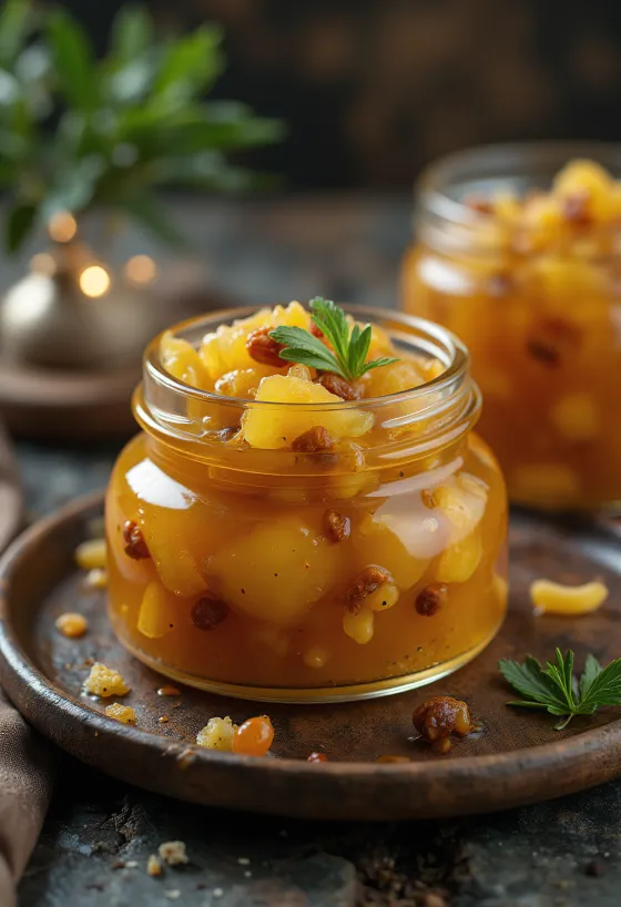 Serviertes süß-saures Ananas-Chutney