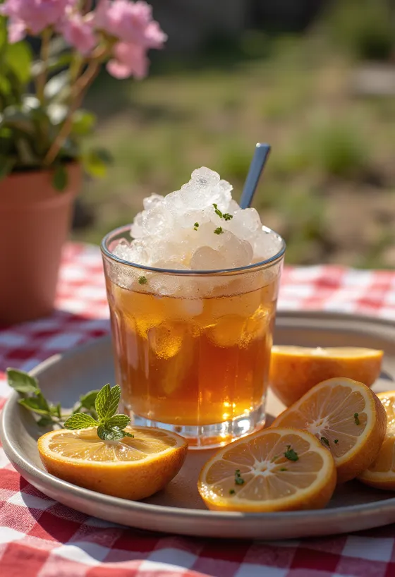 Mint Julep Cocktail mit Minzblättern und Crushed Ice