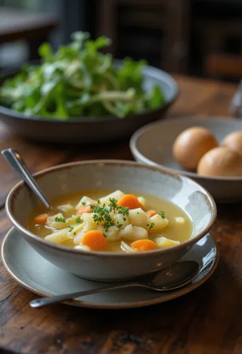 Servierte vegane Kohlrabi-Suppe