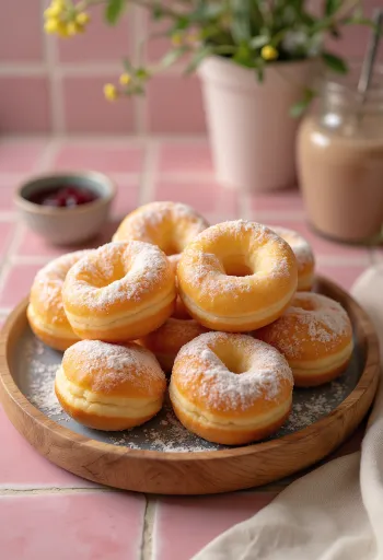 Krofne Balkan-Krapfen mit Puderzucker oder Marmelade
