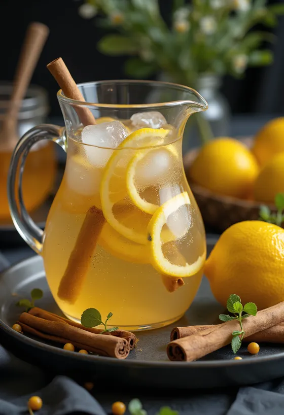 Honig-Zitronen-Cider serviert