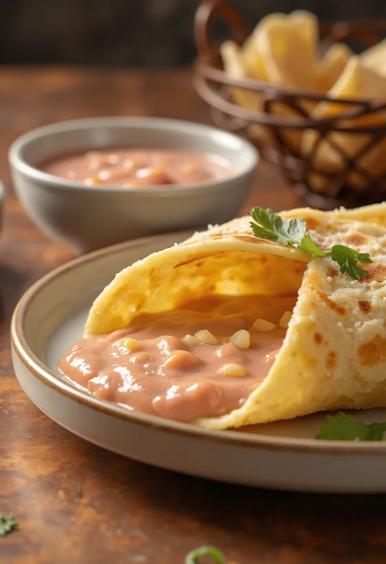 Arepa con Salsa Rosada, goldbraune, frische Arepas serviert mit Mayo-Ketchup-Sauce