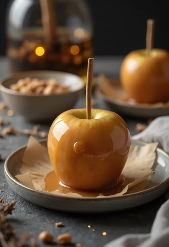 Karamell-Äpfel mit goldener, knuspriger Hülle