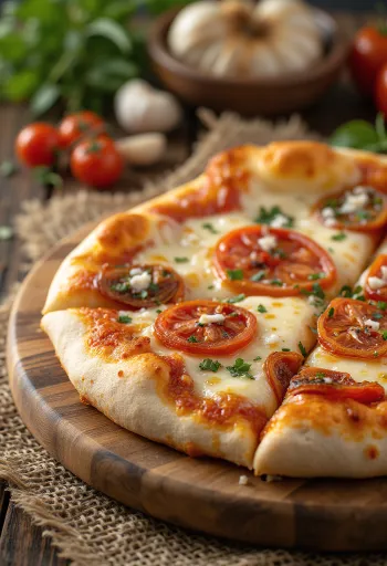Pizza ai Pomodori Secchi mit getrockneten Tomaten und Käse