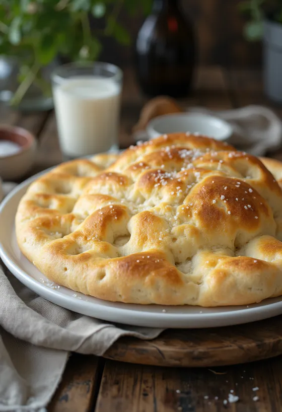 Servierte weiche Sahne-Focaccia