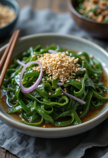 Miyeok Muchim, frischer Algensalat mit Sesam und Gewürzen
