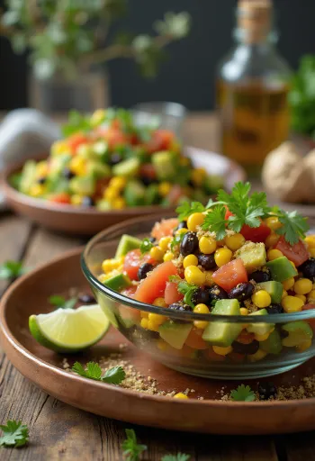 Veganer mexikanischer Salat mit schwarzen Bohnen und Avocado