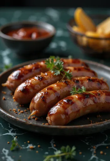 BBQ-Rinderwurst serviert