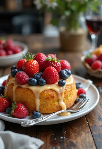 Sommerliche Obsttorte mit frischen Früchten dekoriert