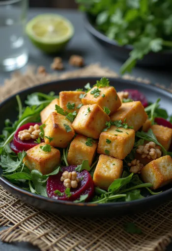 Gebratener Limetten-Tofu mit Rote-Bete-Salat