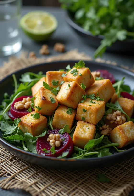 Gebratener Limetten-Tofu mit Rote-Bete-Salat