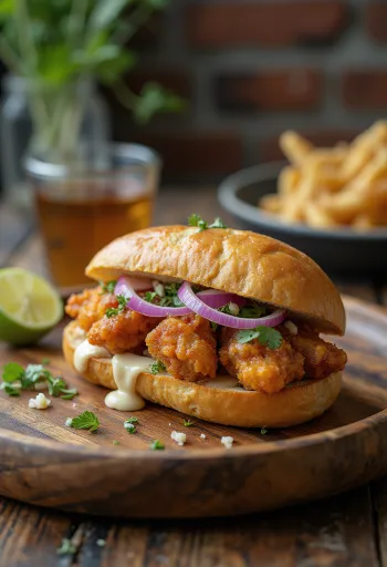 Pan con Chicharrón mit Knoblauchsauce, knuspriges Schweinefleisch mit frischem Salat