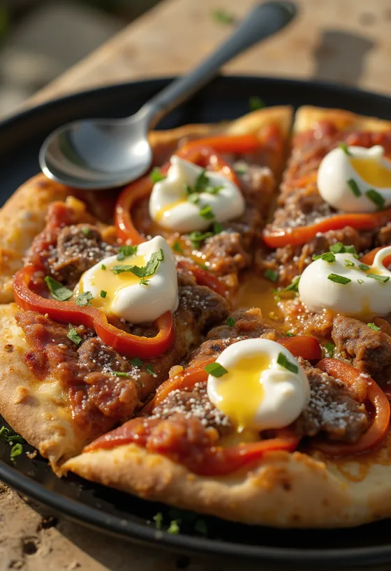 Servierte Pizza Iskender