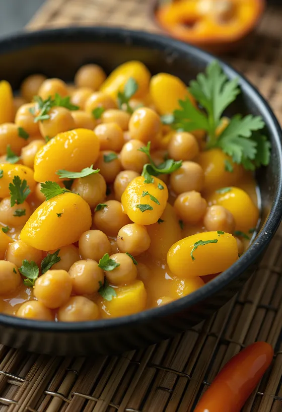 Teller mit Ackee und Kichererbsen, serviert mit Reis