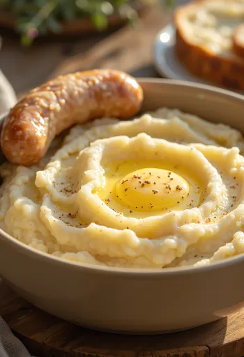 Alternativtext: Cremiges Kartoffelpüree mit Butter und Milch verrührt