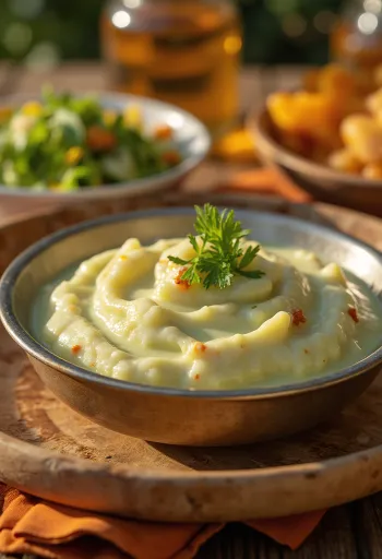 Minz-Joghurt-Chutney serviert mit gegrilltem Gemüse