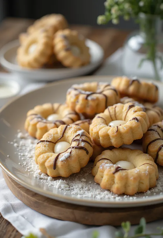 Marzipan-Plätzchen auf einem Teller serviert