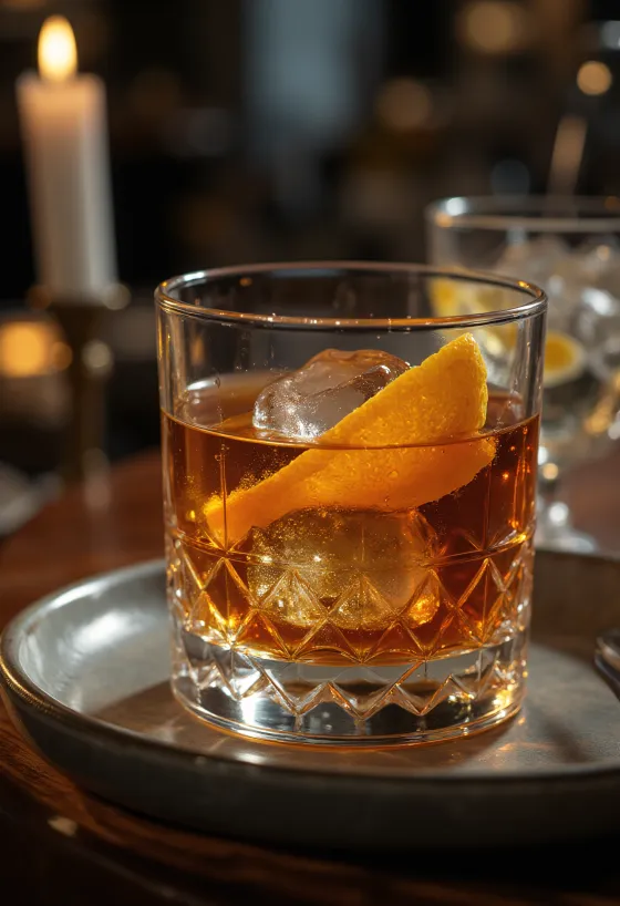 Old Fashioned Cocktail mit Orangenschale