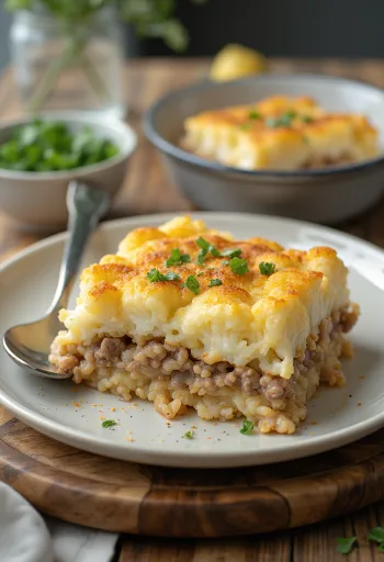 Blumenkohlauflauf mit Hackfleisch, Käse und Schmand überbacken
