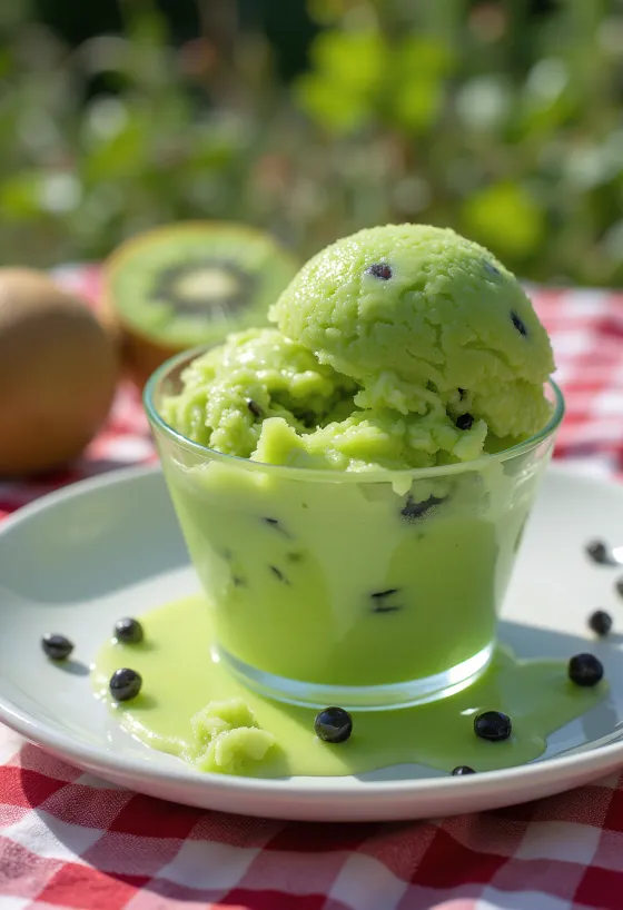 Kiwi-Sorbet hausgemachtes erfrischendes Dessert