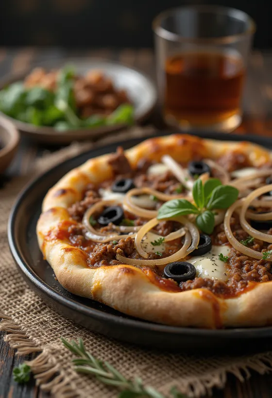Servierte Pizza Libyenne