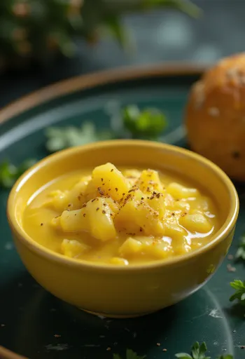 Servierte Ananas-Curry-Senf-Sauce