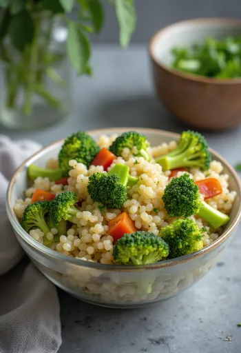 Servierter Brokkoli-Quinoa-Salat