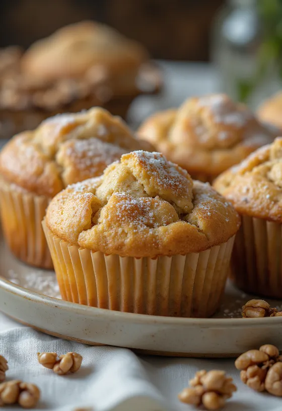 Servierte Zimt-Walnuss-Muffins