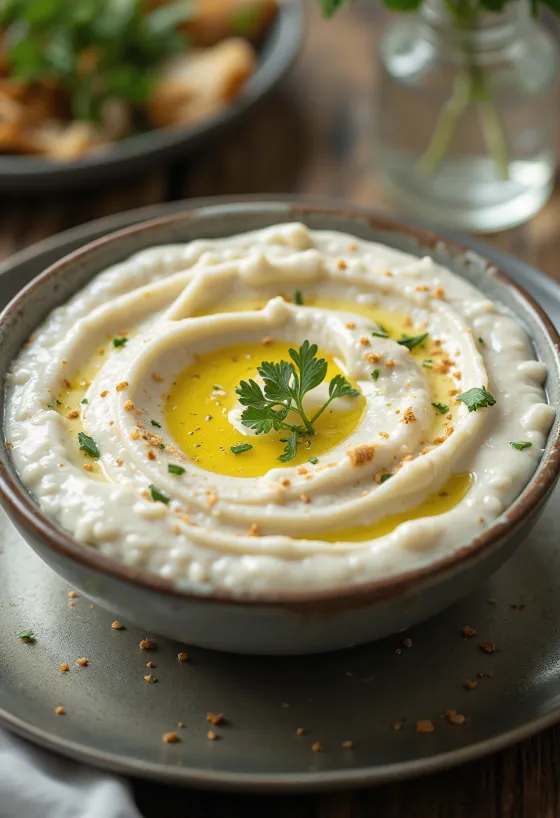 Joghurt-Tahini-Sauce serviert